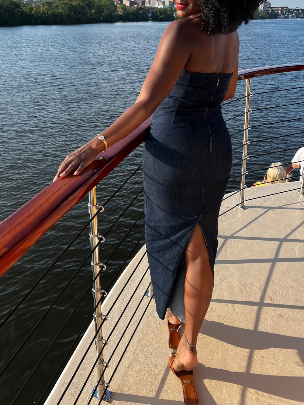 Zara Strapless denim dress